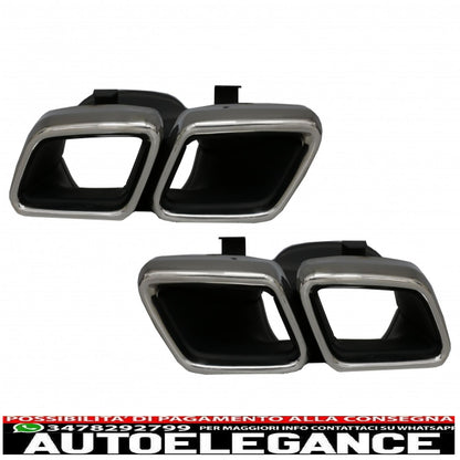 Rear Bumper Air Diffuser with Chrome Muffler Tips Fit for Mercedes S-Class C217 Coupe (2014-2020) S63 Facelift Design