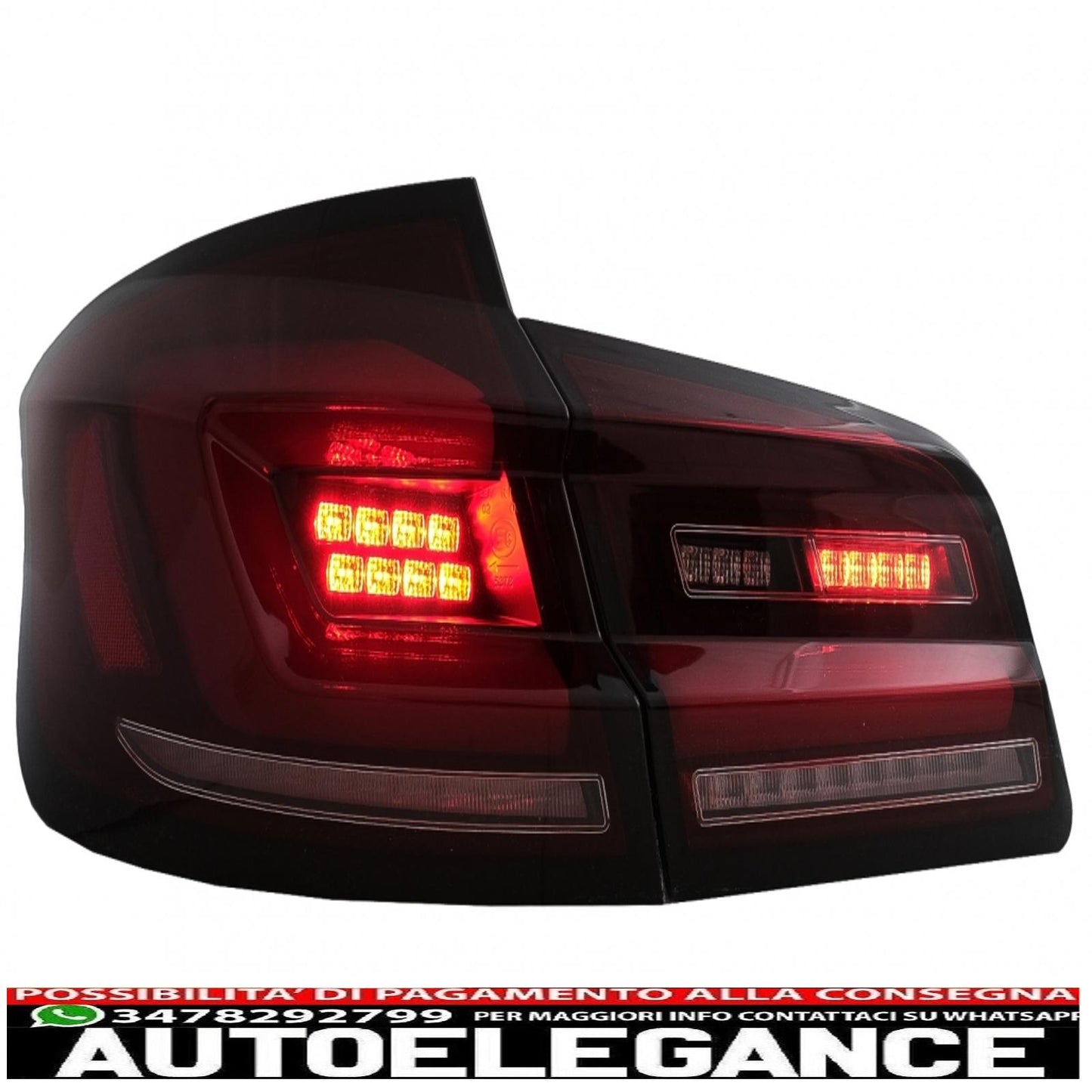 fanali posteriori full led adatti per bmw serie 5 f10 (2011-2017) indicatori di direzione sequenziali dinamici fumé rosso