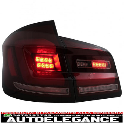 fanali posteriori full led adatti per bmw serie 5 f10 (2011-2017) indicatori di direzione sequenziali dinamici fumé rosso