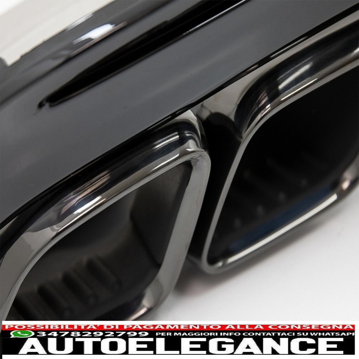 paraurti anteriore con diffusore e terminali neri adatto per mercedes classe c w205 s205 (2014-2020) solo per amg sport line