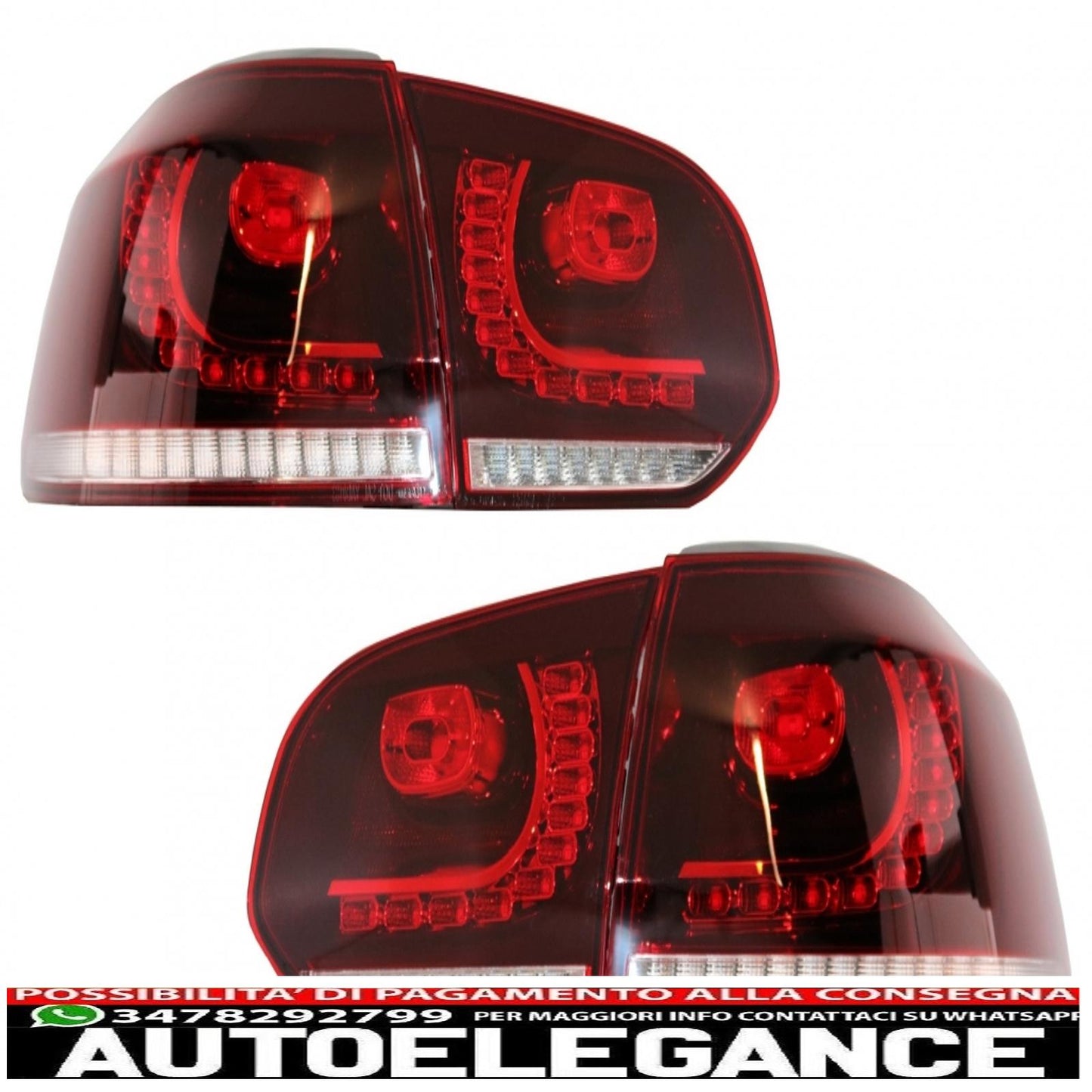 full led rear lights suitable for vw golf 6 vi (2008-2013) r20 dynamic sequential design cherry red cornering light (left and right)