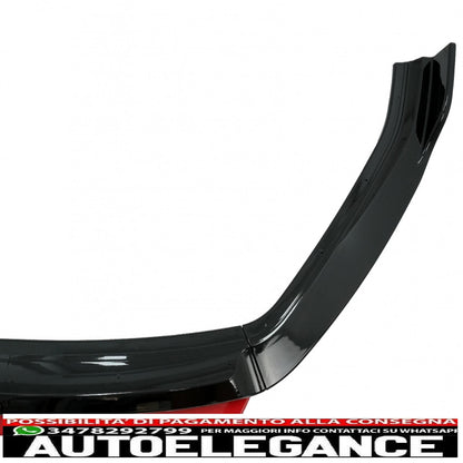 Spoiler di estensione del labbro del paraurti anteriore con griglia centrale senza badge e diffusore posteriore adatto per VW Golf 7.5 Facelift (2017-2020) Piano Black & Red