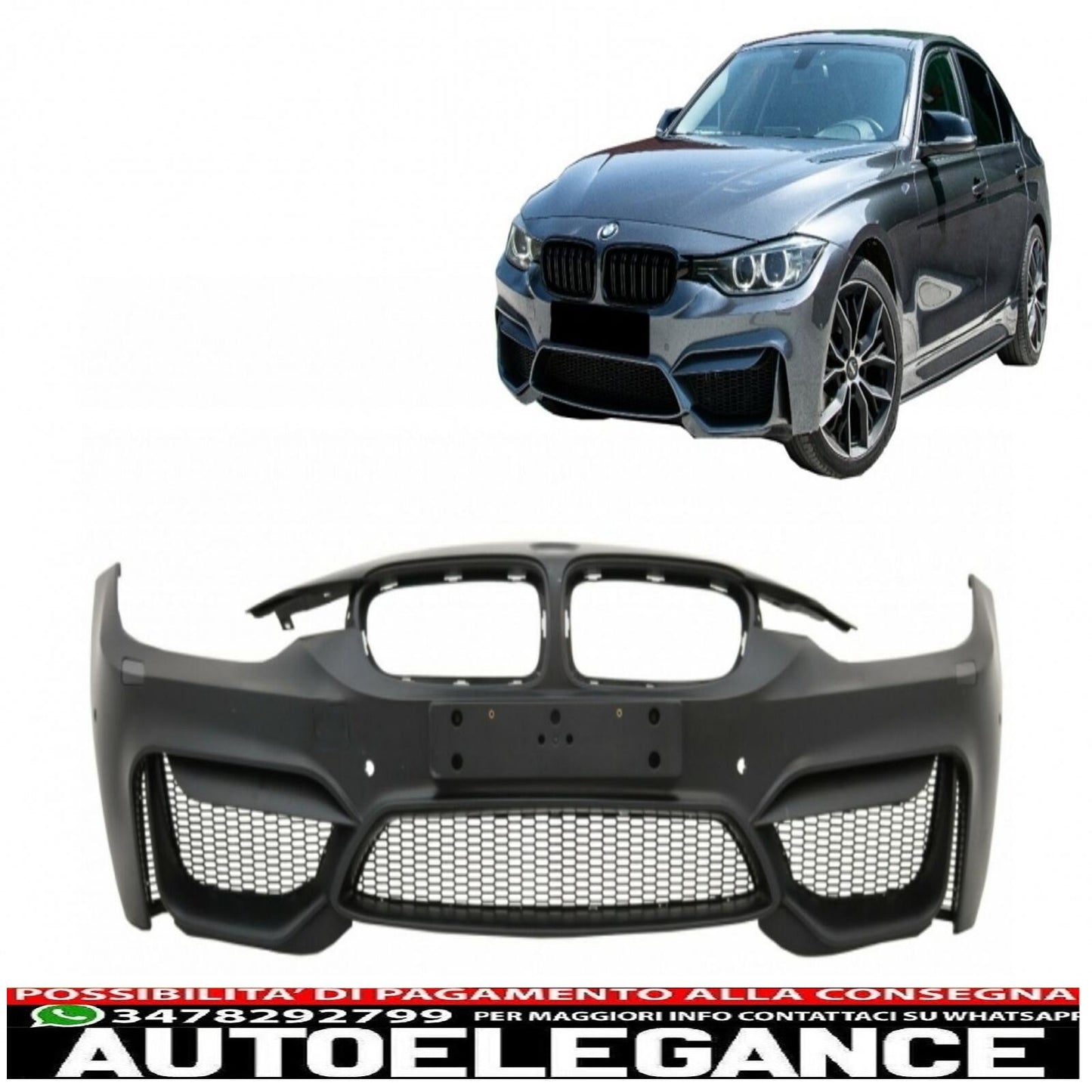 paraurti anteriore adatto per bmw serie 3 f30 f31 pre-lci e lci (2011-2018) design m4