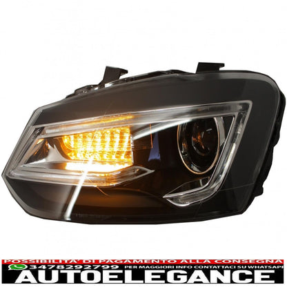led xenon hid headlights suitable for vw polo 6r 6c 61 (2011-2017) Devil Eye Look light bar