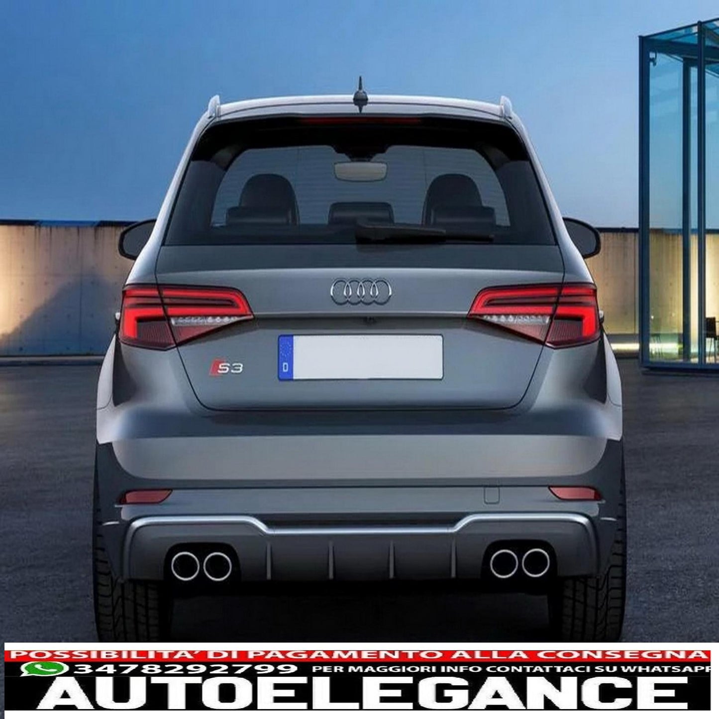 Diffusore mantovana paraurti posteriore adatto per audi a3 8v facelift (2016-2019) paraurti s-line hatchback sportback s3 design