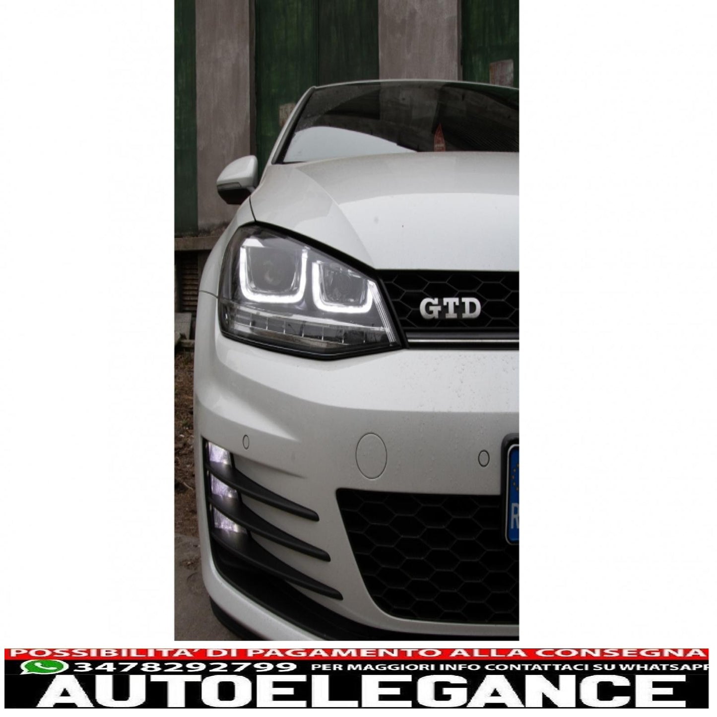 3d led assembly headlights dynamic sequential turn signals fluid drl with grille suitable for vw golf 7 vii (2012-2017) silver look r-line