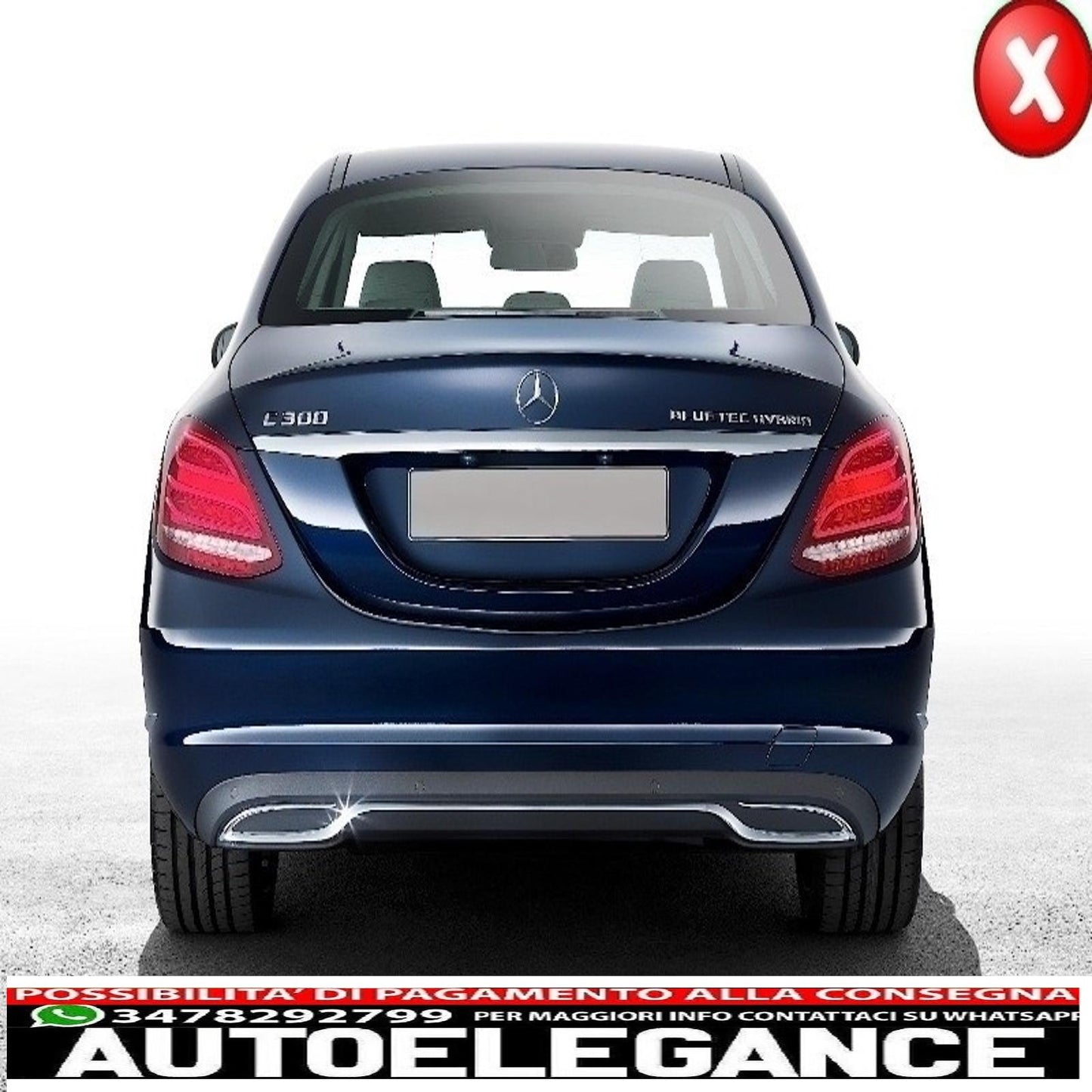 diffusore paraurti posteriore adatto per mercedes classe c w205 s205 (2014-2020) c63 design solo per sport pack black edition