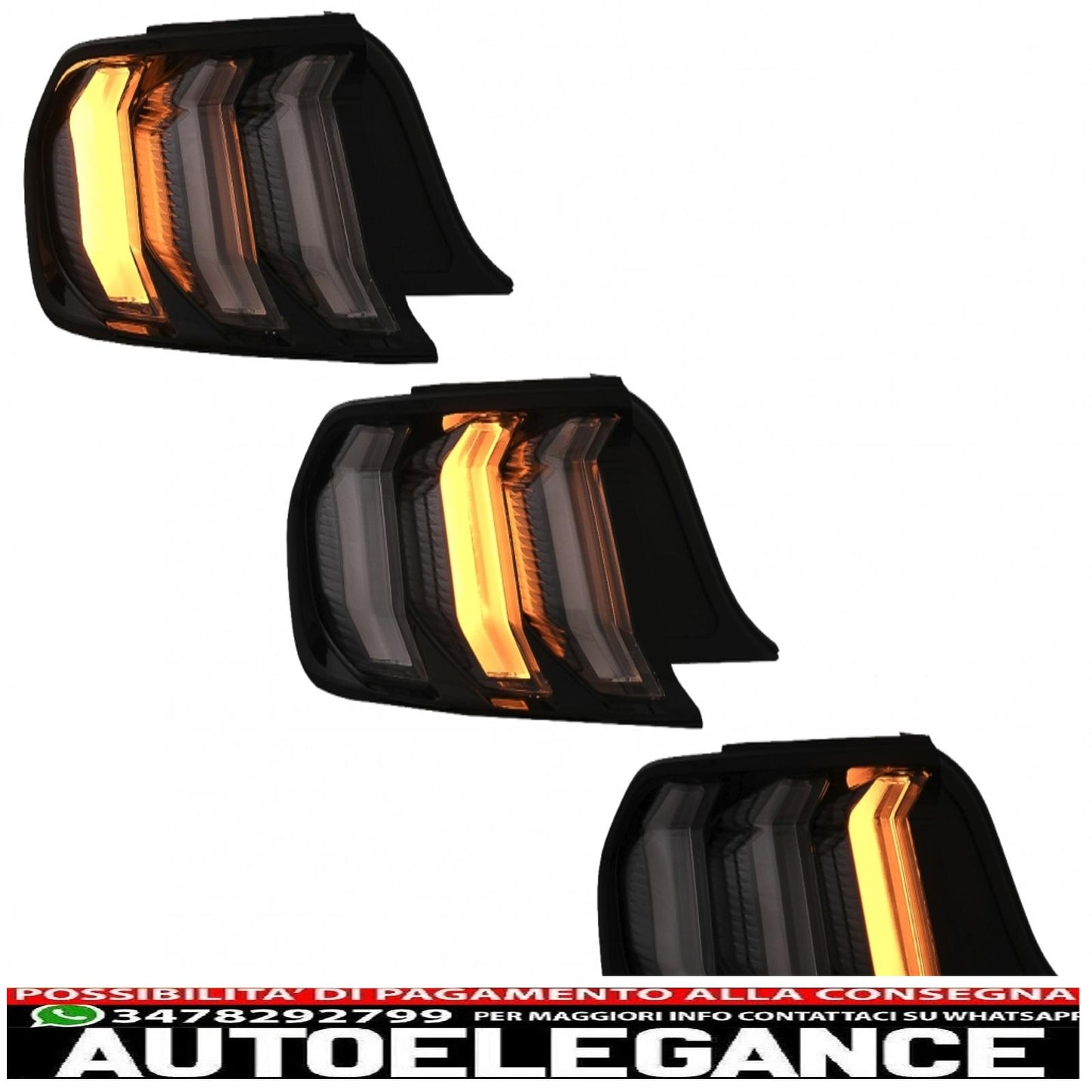 fanali posteriori full led adatti per ford mustang vi s550 (2015-2019) fumé trasparenti con luci di svolta sequenziali dinamiche