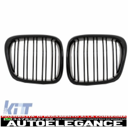 body kit suitable for bmw 5 series e39 (1997-2003) double outlet m5 design with pdc+chrome grog lights and piano black central grilles+door moldings 