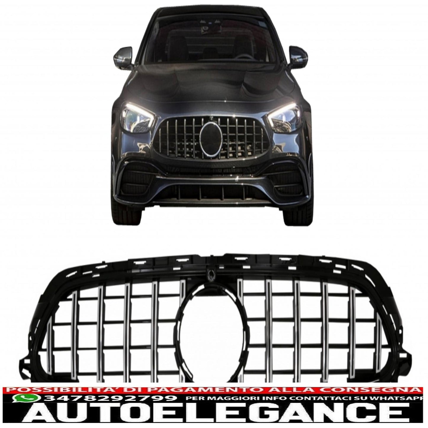 griglia centrale adatta per mercedes classe e facelift w213 s213 c238 a238 sport line (2020-up) gt-r design panamericana cromata