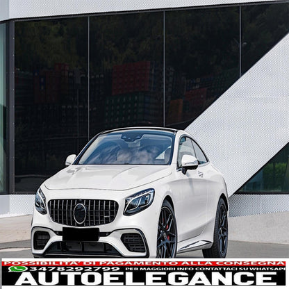 center grille suitable for mercedes s class coupe c217 (2014-2017) cabrio a217 (2015-2017) chrome stripes gt-r design panamericana