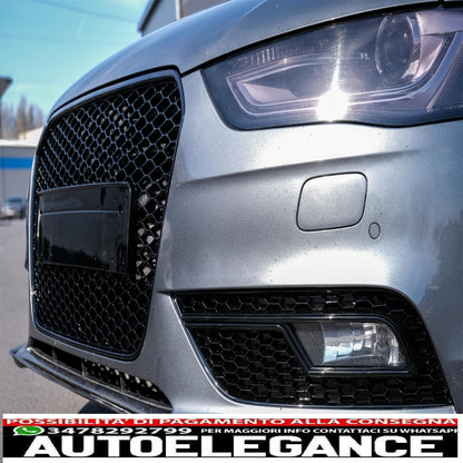 griglia anteriore senza badge adatta per audi a4 b8 facelift (2012-2015) rs design a nido d'ape nero con coperture in pdc