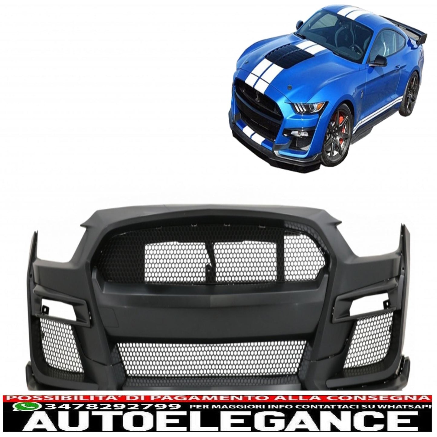 paraurti anteriore adatto per ford mustang mk6 vi sesta generazione (2015-2017) design gt500