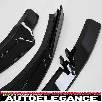 Front bumper additional spoiler suitable for Audi A4 B9 Second Facelift S-Line (2020-up) Piano Black 