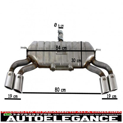 complete exhaust system suitable for audi a3 8v hatchback sportback coupe (2012-2019) s3 design 