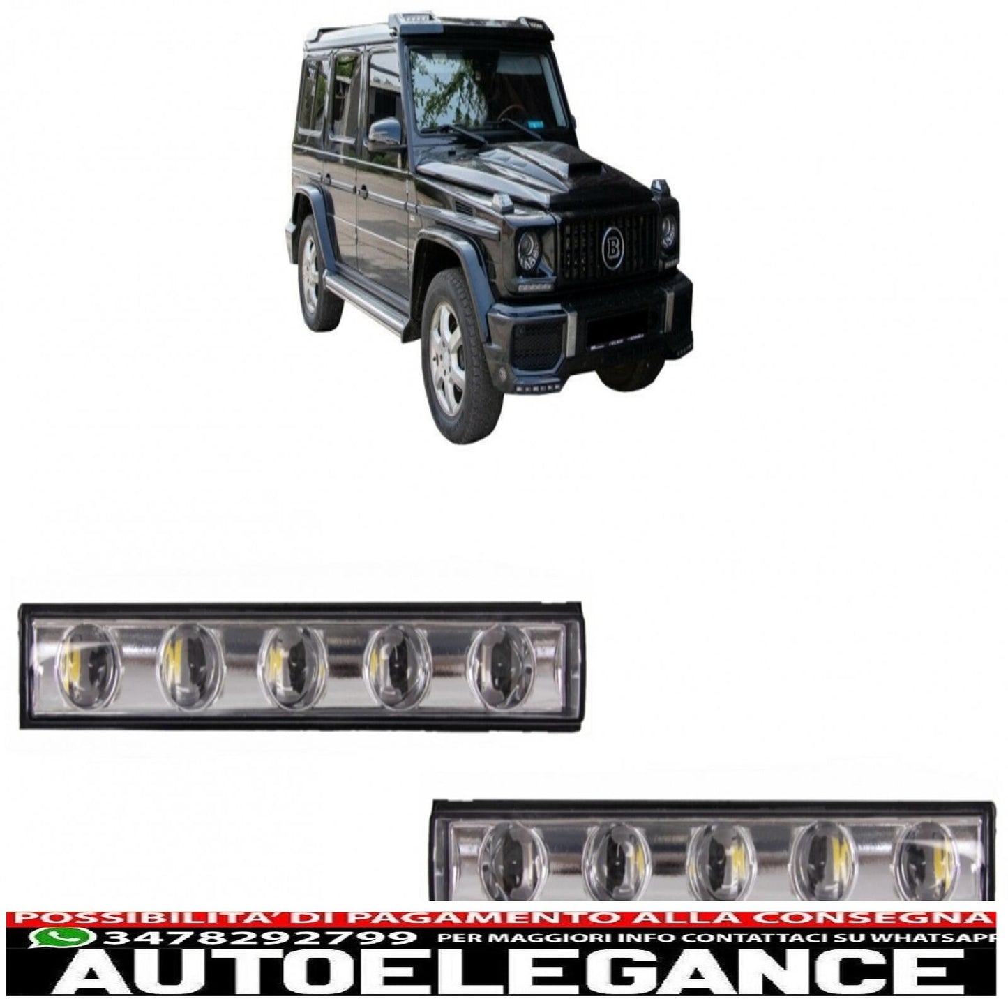 Chrome drl led daytime running lights suitable for mercedes g class w463 (1989-up) g65 design 