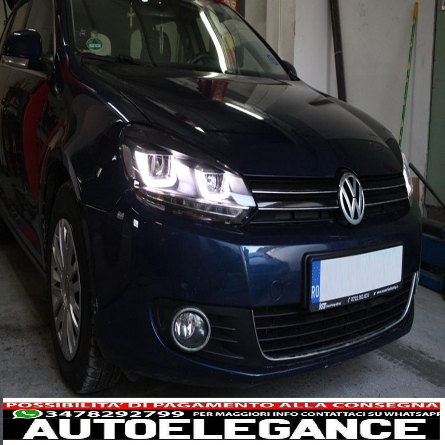 fari anteriori dx cromati con fanali posteriori full led adatti per vw golf 6 vi (2008-2013) luci di svolta a led scorrevoli r20 u-design