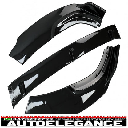 Front bumper additional spoiler suitable for audi a4 b9 8w (2016-2018) rs4 piano black design 