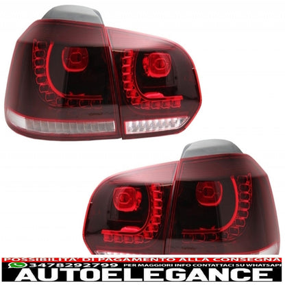 Rear bumper with full led taillights suitable for vw golf vi (2008-2013) r20 design cherry red (left and right) 