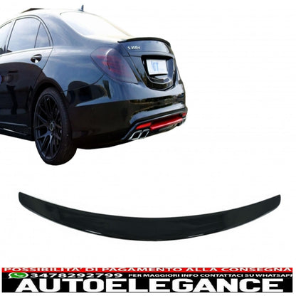 trunk spoiler suitable for mercedes s class w222 (2014-2020) piano black sport rear lip 