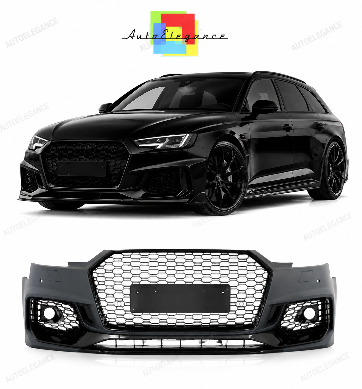 💕PARAURTI ANTERIORE AUDI A4 B9 15-19 LOOK RS4 PDC NERO💕