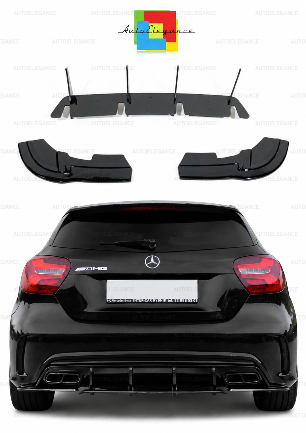 💫ART.10337 Diffusore Posteriore - Mercedes W176 2016-2018 Nero Lucido💫