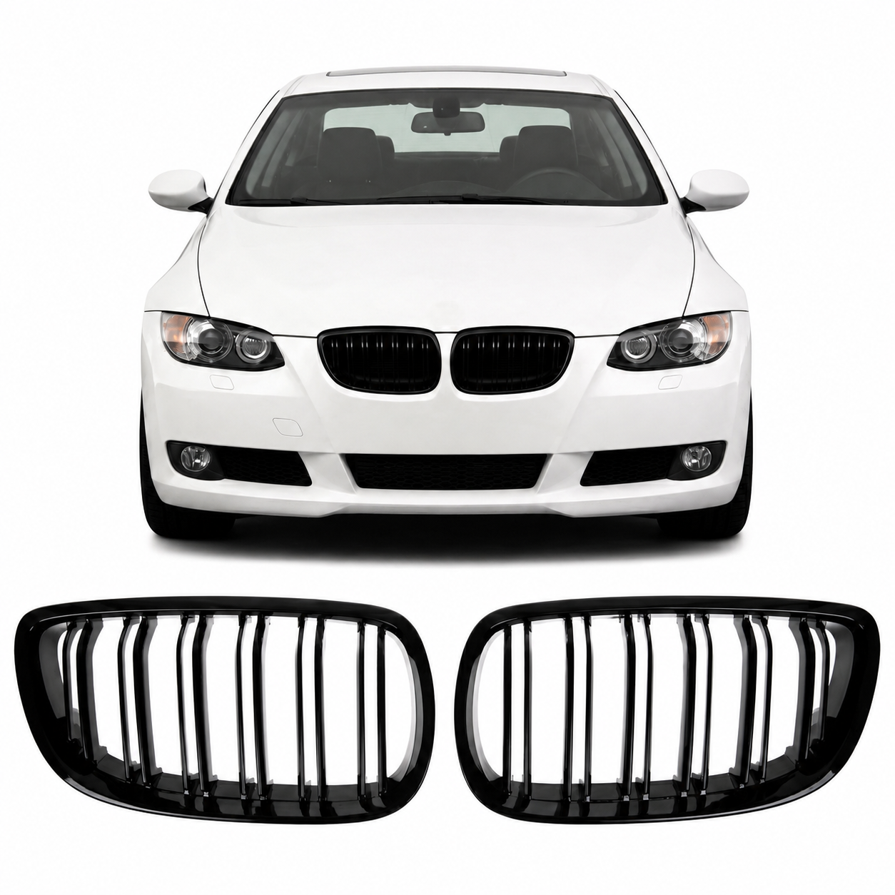 👉Griglia a doppia linea cromata e nera adatta per BMW Serie 3 E92 E93 05-10👈
