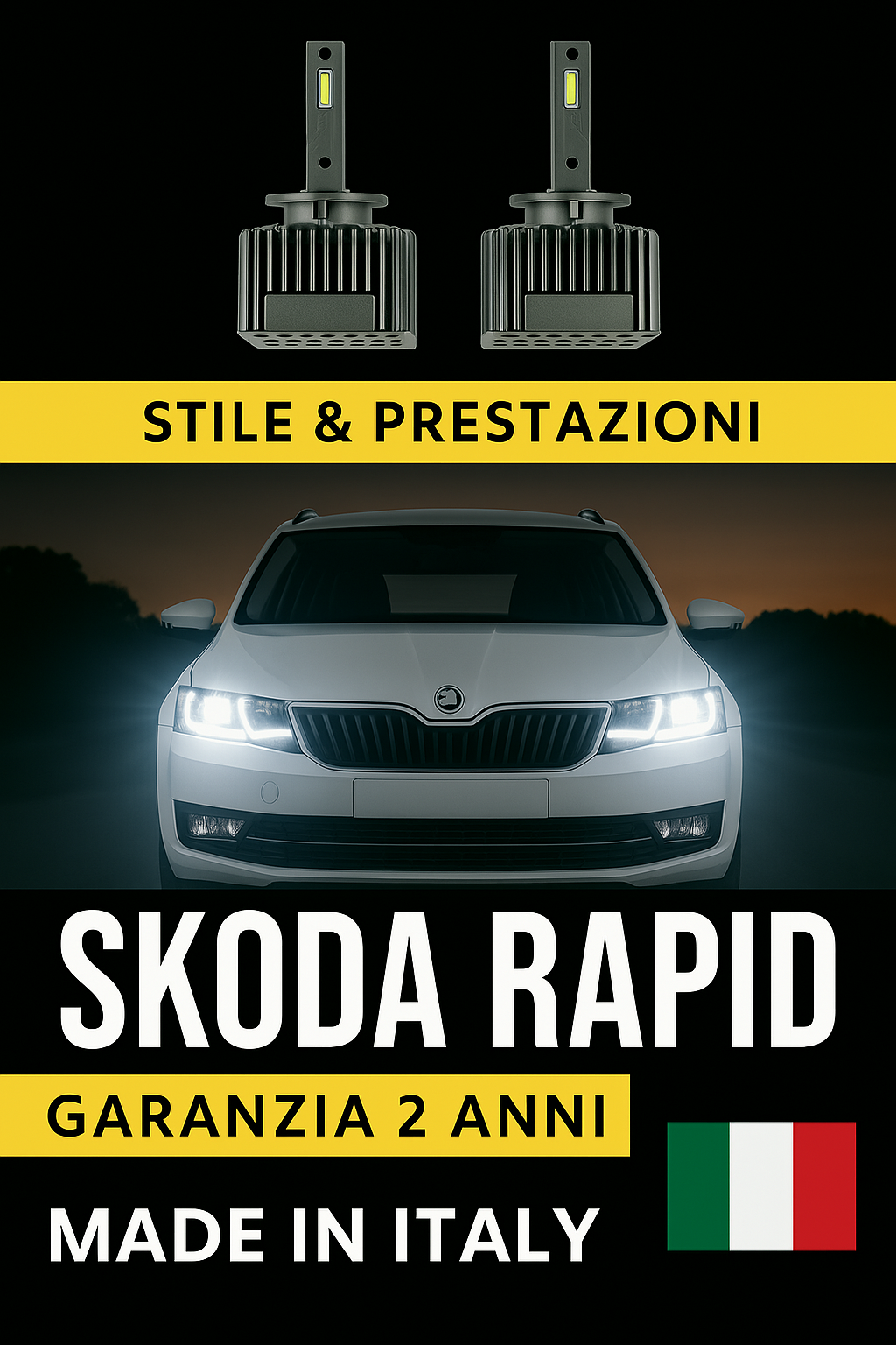 ⭐ KIT LED D5S 6000K ANABBAGLIANTI PER SKODA RAPID – LUCE BIANCA POTENTE⭐