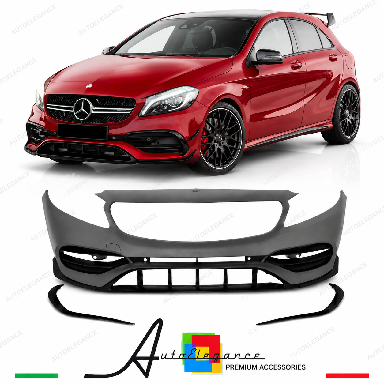 PARAURTI ANTERIORE MERCEDES CLASSE A W176 15-18 LOOK AMG A45 PDC
