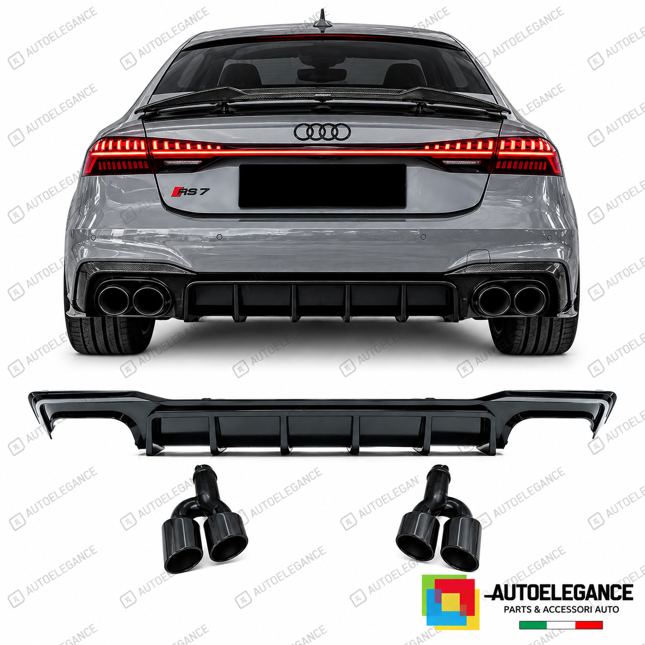 DIFFUSORE AUDI A7 18-23 LOOK RS7 NERO LUCIDO