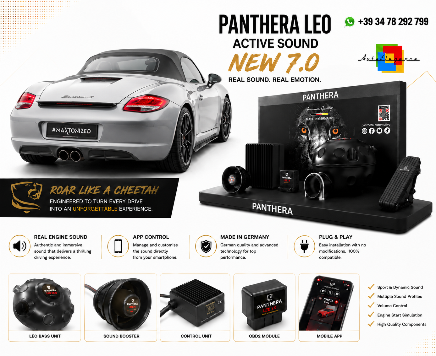 💕ART.2672 PANTHERA Soundsystem Booster 7.0 - Porsche Boxster 987💕