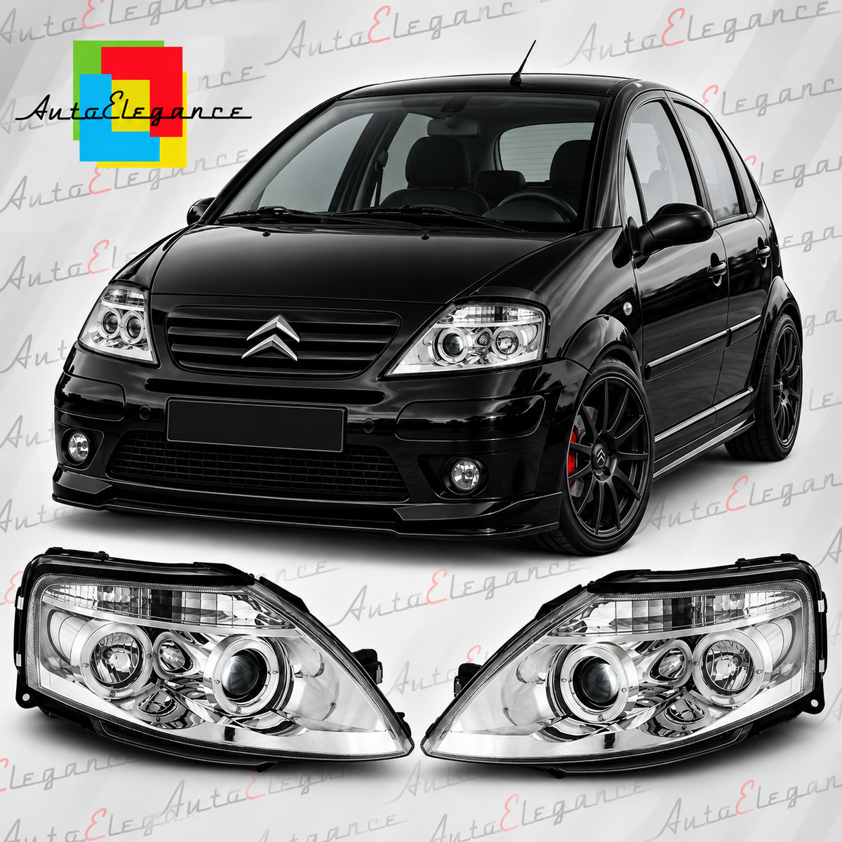 ART.7205 FARI ANTERIORI ADATTO PER CITROEN C3 2002-2009 CROMO