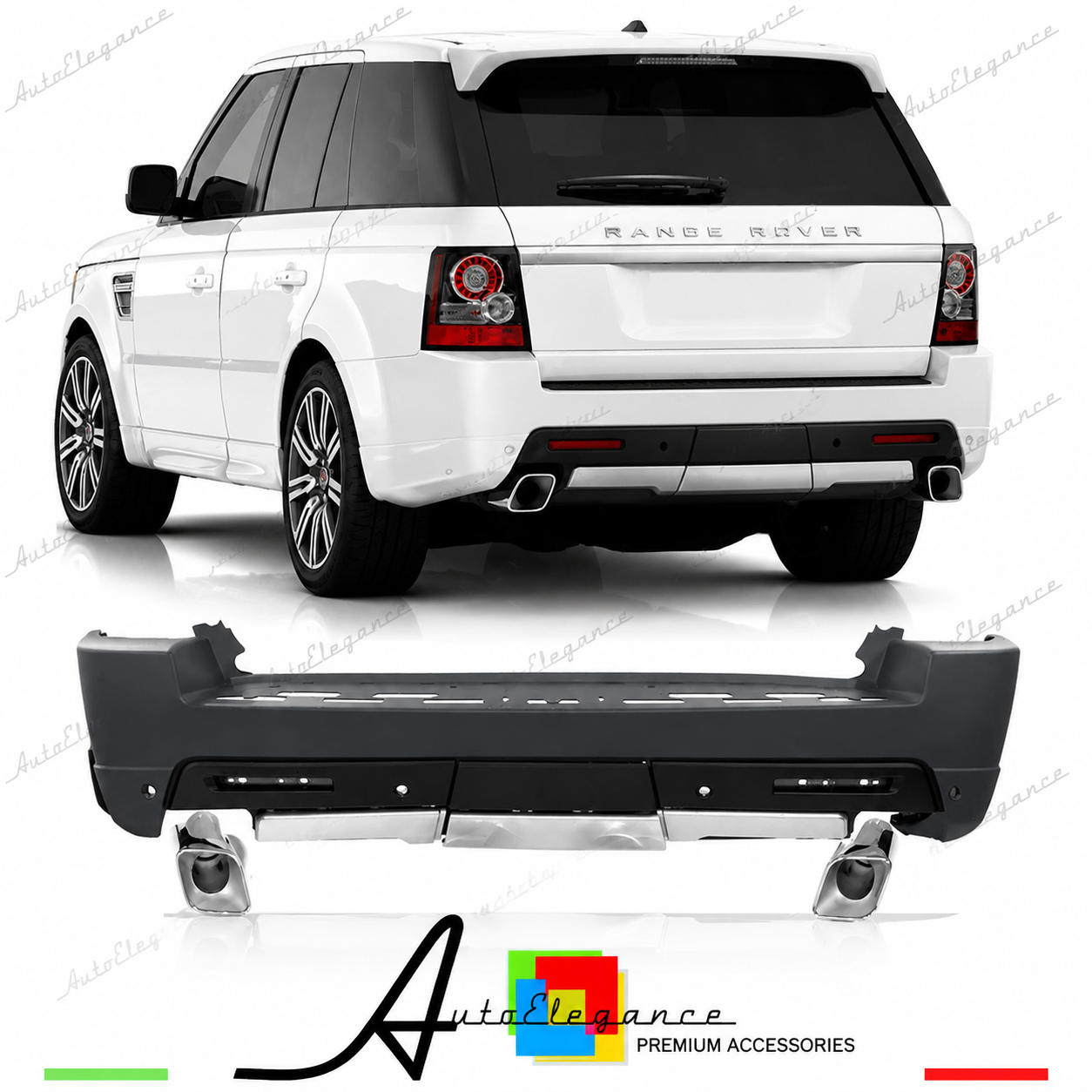 PARAURTI POSTERIORE RANGE ROVER SPORT 09-13 LOOK AUTOBIOGRAPHY PDC COLLETTORE DI