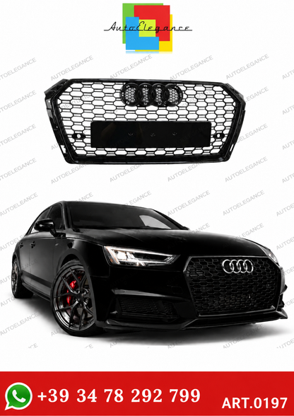 💫ART.0197 GRIGLIA ANTERIORE NIDO D'APE NERO PER AUDI A4 B9 2015-2019💫
