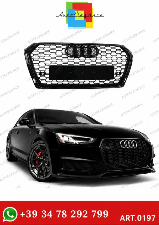💫ART.0197 GRIGLIA ANTERIORE NIDO D'APE NERO PER AUDI A4 B9 2015-2019💫