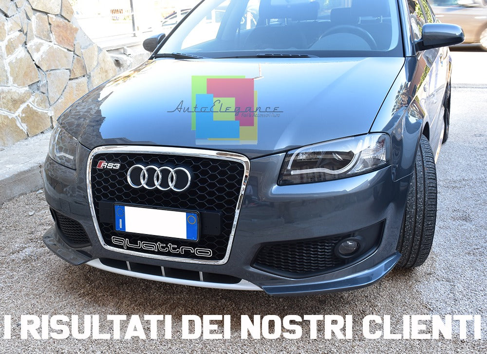 💎PARAURTI ANTERIORE ADATTO PER AUDI A3 8P 03-08 NERO CROMO LOOK RS3💎