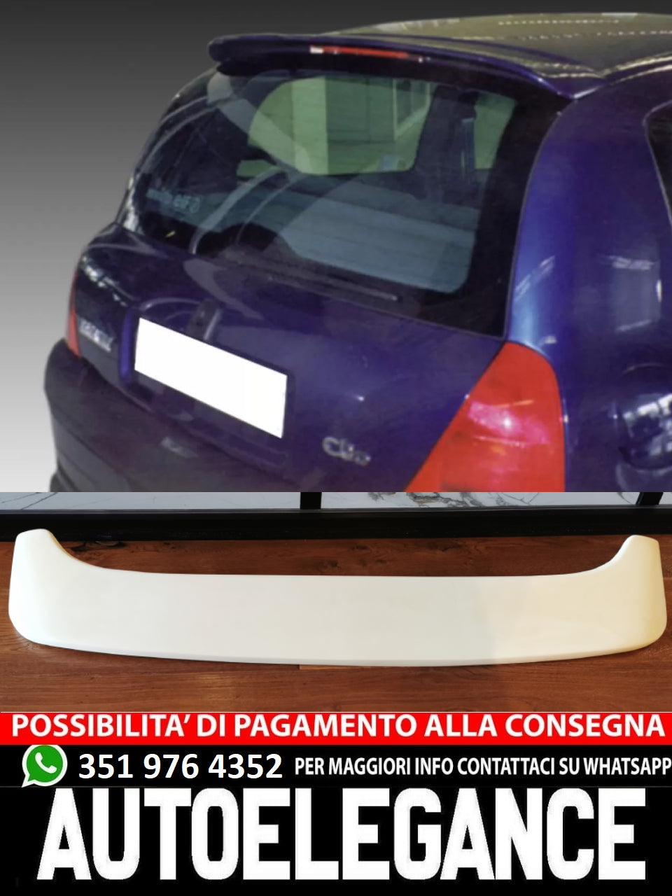 SPOILER ADATTO PER CLIO MK2 1998-2006 GREZZO