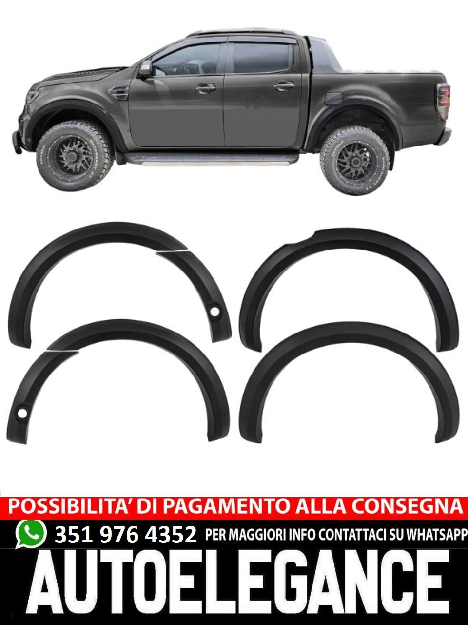Wheel Arch Mudguard with PDC Set 6" for Ford Ranger T8 19-22