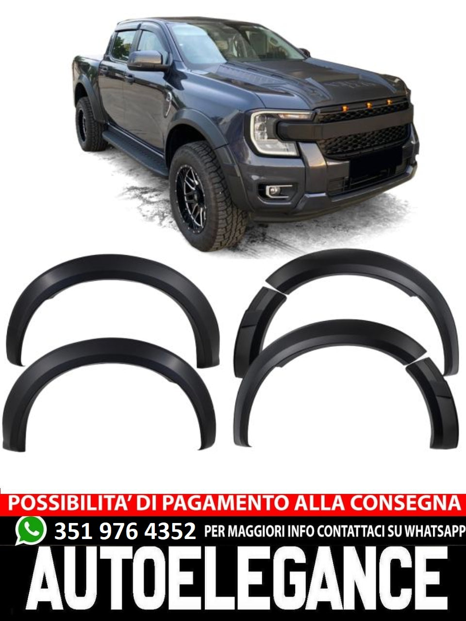 Wheel Arch Mudguard with PDC Set 9" for Ford Ranger T9 from 2023