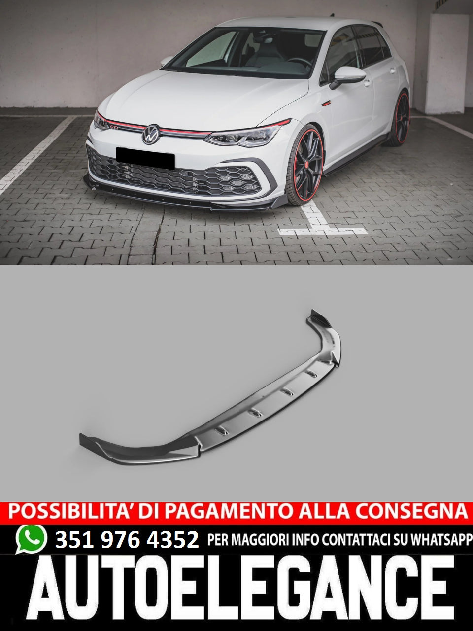 Splitter anteriore adatto per VW Volkswagen Golf MK 8 GTI / R Line 2020+