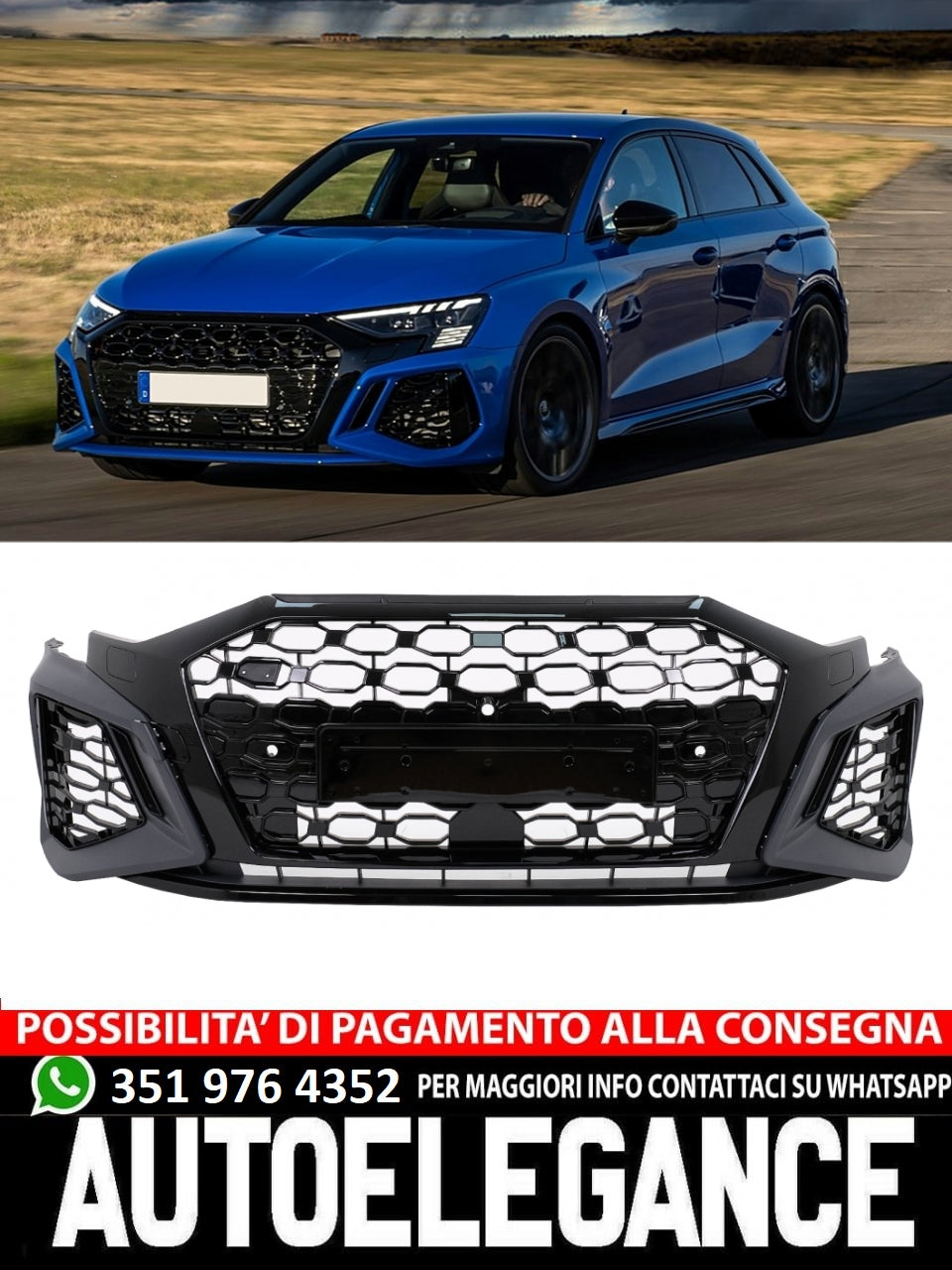 Front bumper suitable for Audi A3 8Y (2020-) Sedan Sportback RS3 Design