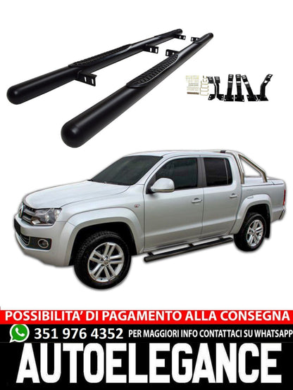 RUNNING BOARDS SUITABLE FOR VW AMAROK 2010+ SIDE SILLS IN BLACK STAINLESS STEEL