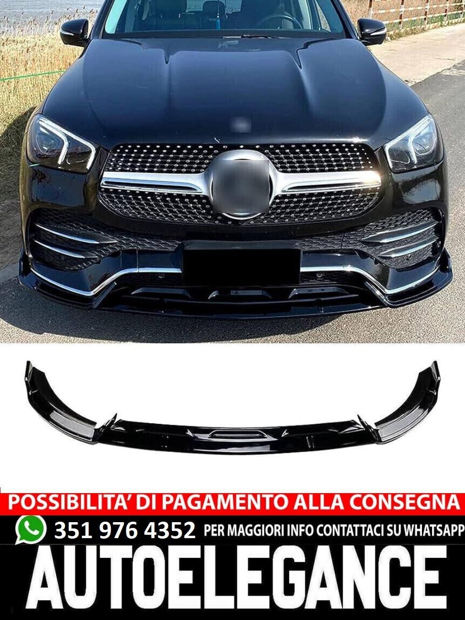SPOILER LAMA SPLITTER SOTTOPARAURTI NERO LUCIDO MERCEDES GLE C167 W167 AMG LOOK