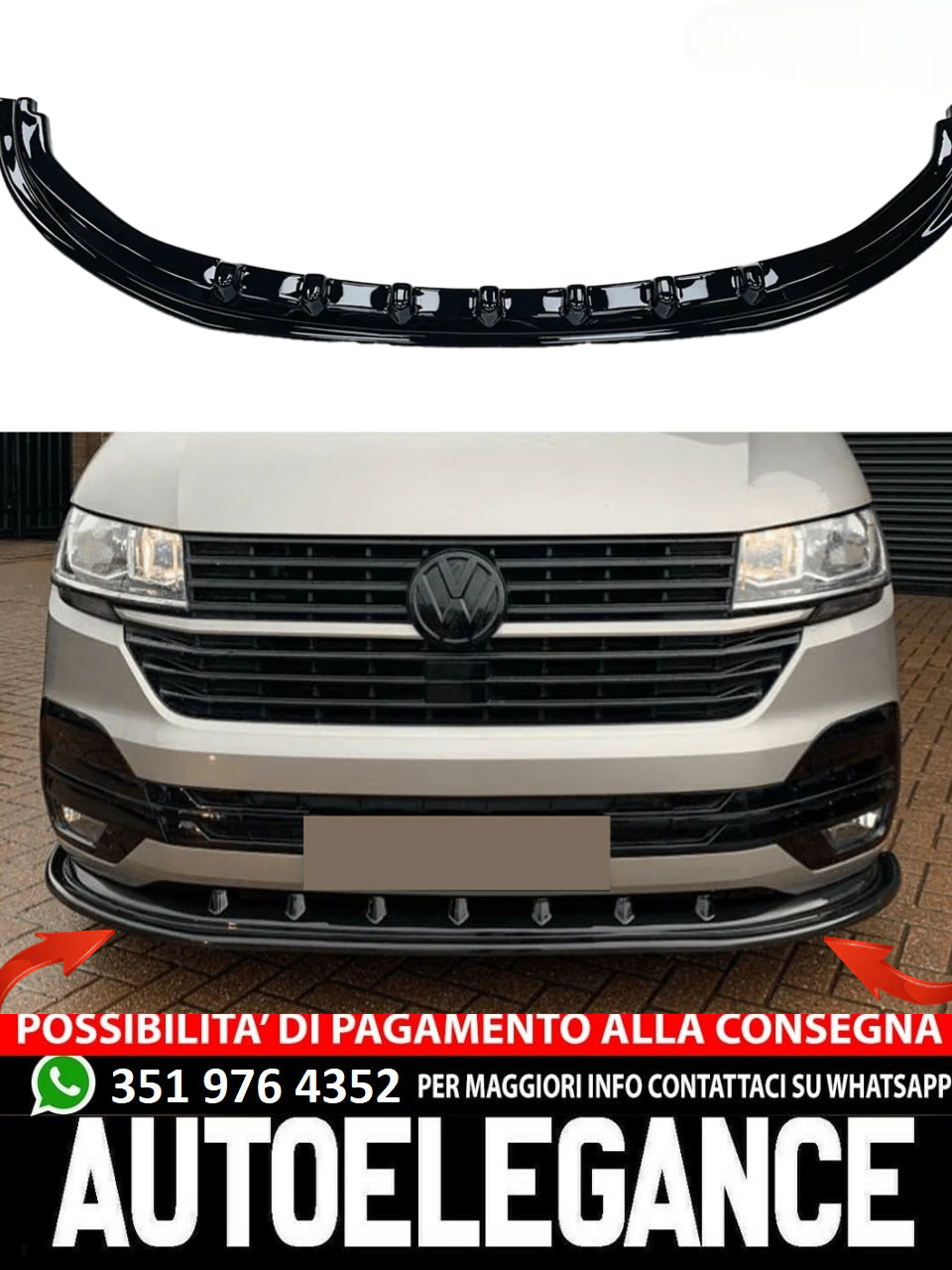 Splitter adatto per VW VOLKSWAGEN Transporter T6.1 2019-2021