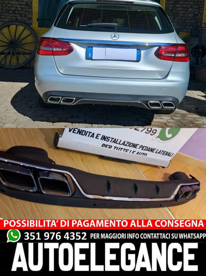 💎SOTTO PARAURTI MERCEDES CLASSE C W205 DIFFUSORE POSTERIORE AMG + TERMINALI💎