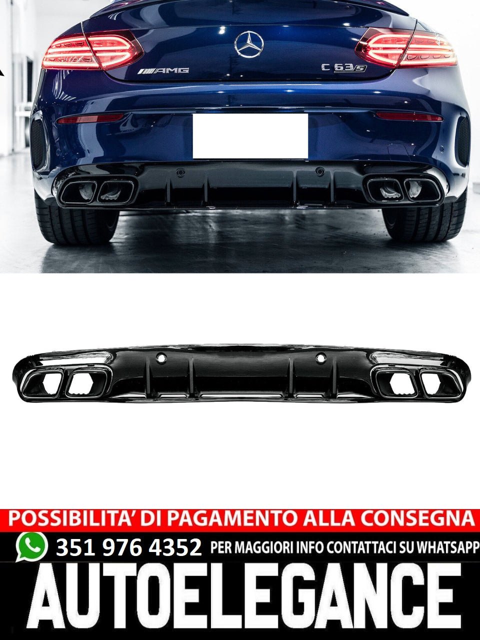 Diffusore Posteriore Parafango Scarico adatto per Mercedes W205 C205 A205
