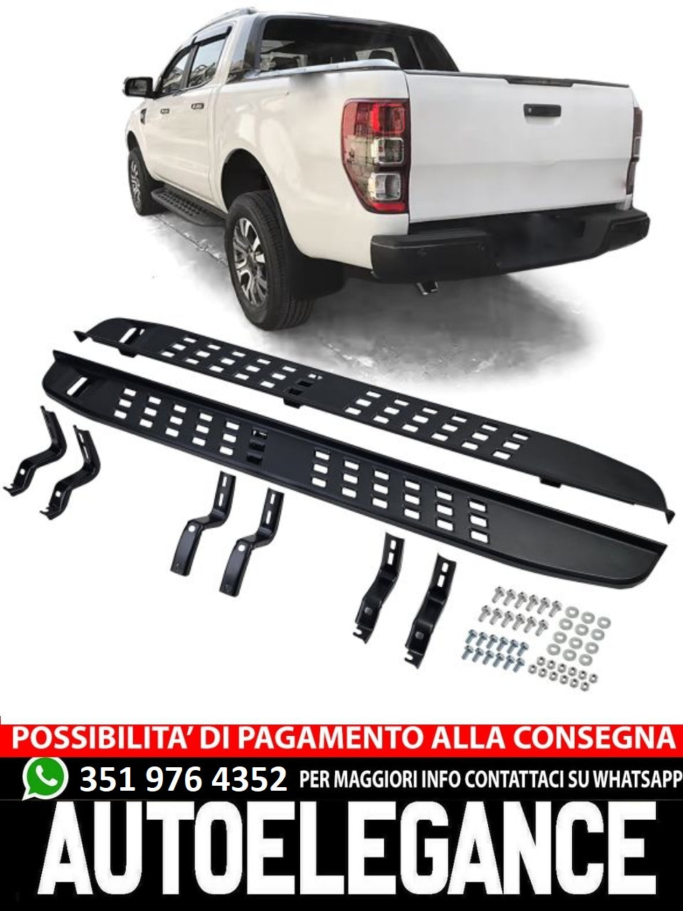 Pedane nere adatte per Ford Ranger T6 T7 T8 12-23