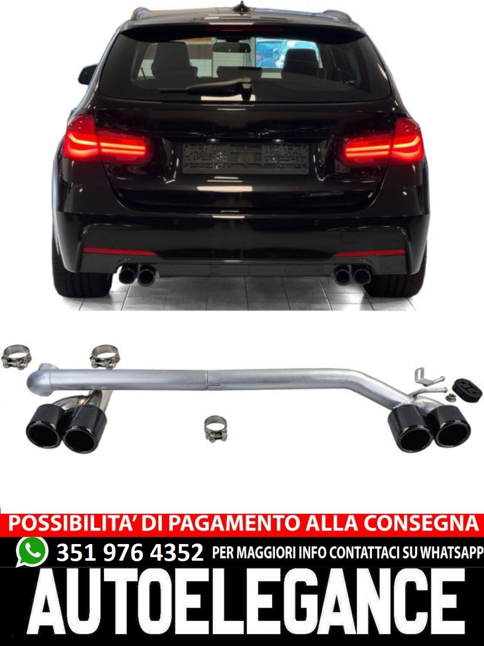 Terminale di scarico Duplex 4 Pipe Look Conversion adatto per BMW F30 F31 320 325 328 330