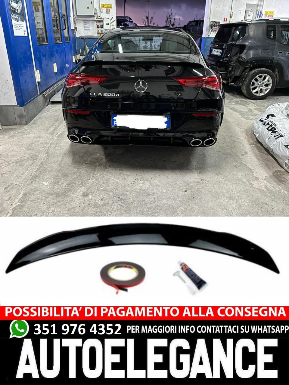 SPOILER PARAFANGO POSTERIORE ADATTO PER MERCEDES-BENZ CLA CLASSE C118-
