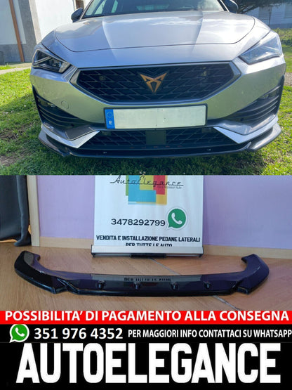 SPLITTER ADATTO PER SEAT CUPRA LEON 2020+ DESIGN SPORTIVO LOOK NERO LUCIDO